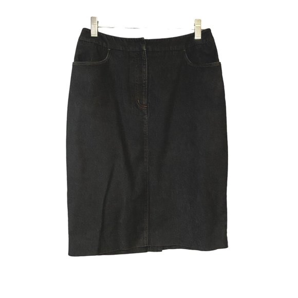 Halogen Women's Denim Skirt Dark Wash Size 6 Pencil Back Slit - Picture 1 of 6